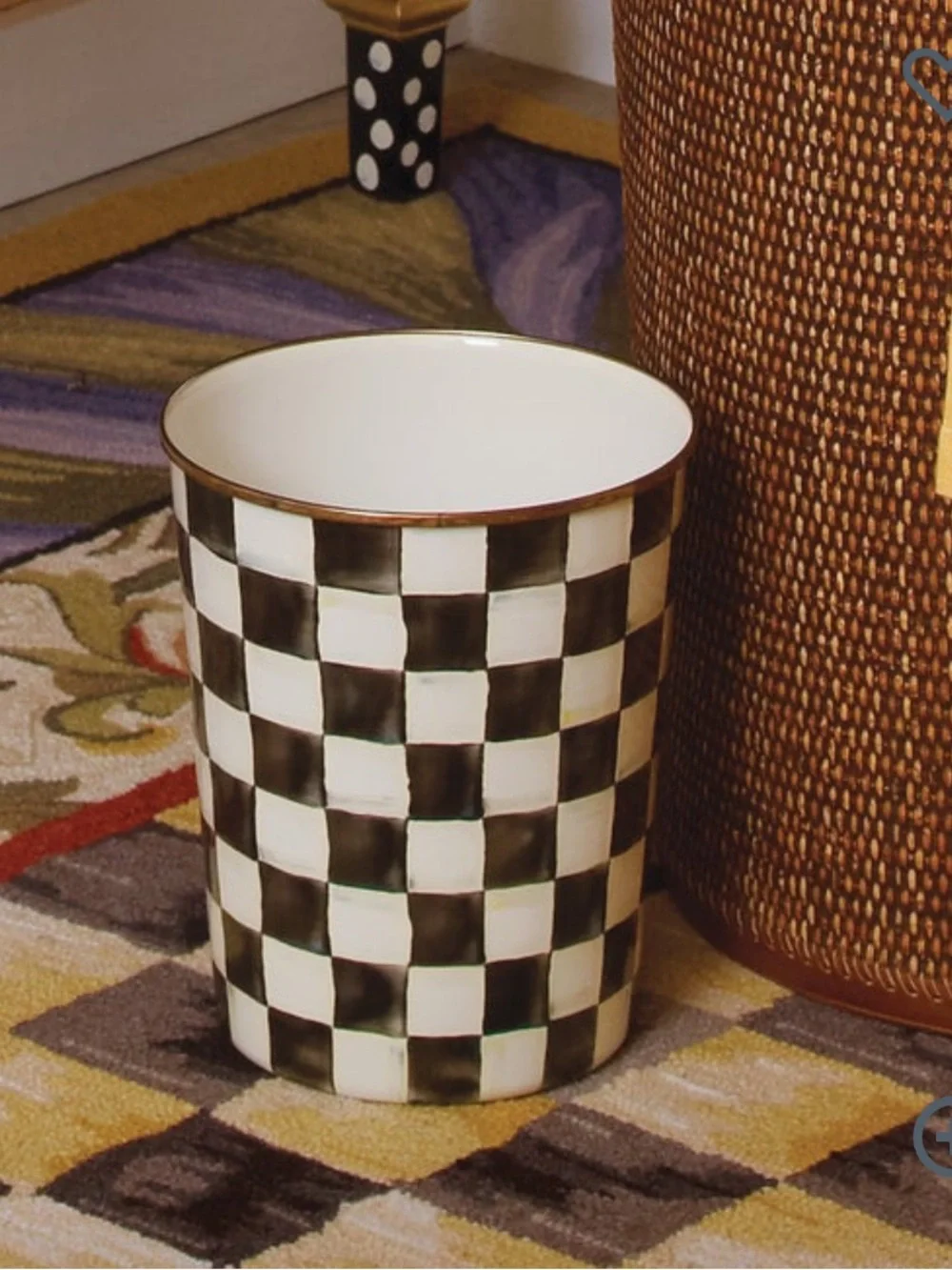 MacKenzie-Childs Courtly Check Waste Bin - Black and White